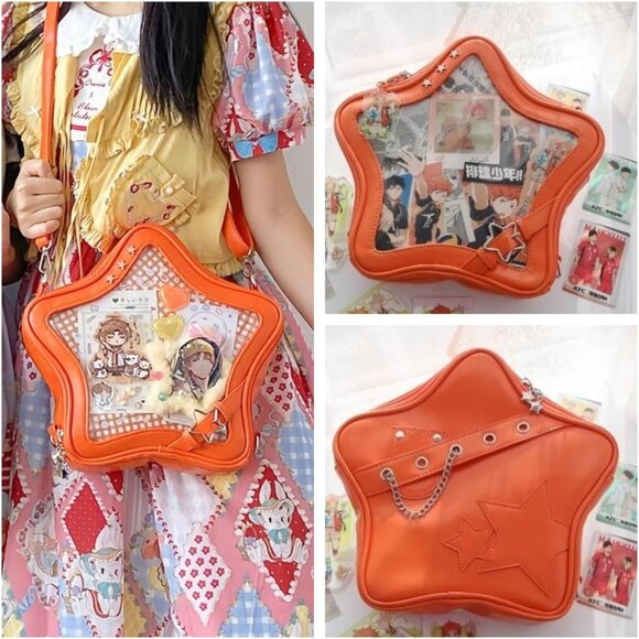 Y2K Aesthetic Kawaii Ita Bag - Adjustable Strap Star Pins Display Backpack - Picture 3 of 9